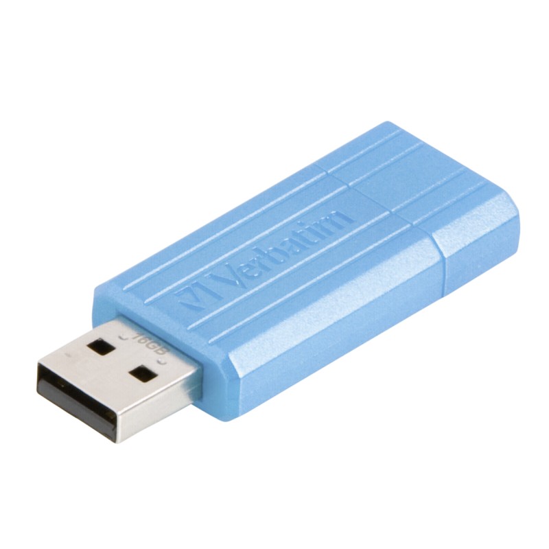 USB  16GB VERBATIM Pin Stripe Caribbean Blue