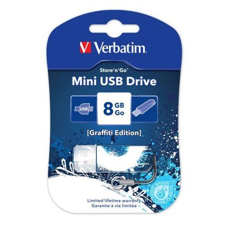 USB  8GB VERBATIM Mini Graffiti Edition Blue