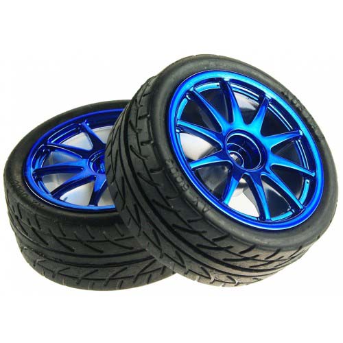    D65mm Rubber Wheel Pair - Blue [without shaft]