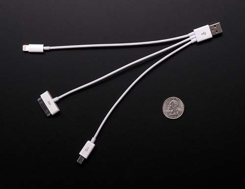 , ,  USB 3-Way Charging Cable - iPhone 5/iPhone/iPad and MicroUSB