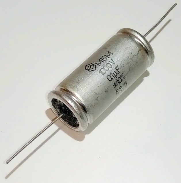 Конденсатор плёночный МБМ 0,1 мкФ / 1000 В.