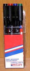  Хлорное железо, маркеры для плат, фоторезист: Набор маркеров EDDING 140/4 Red, Black, Green, Blue