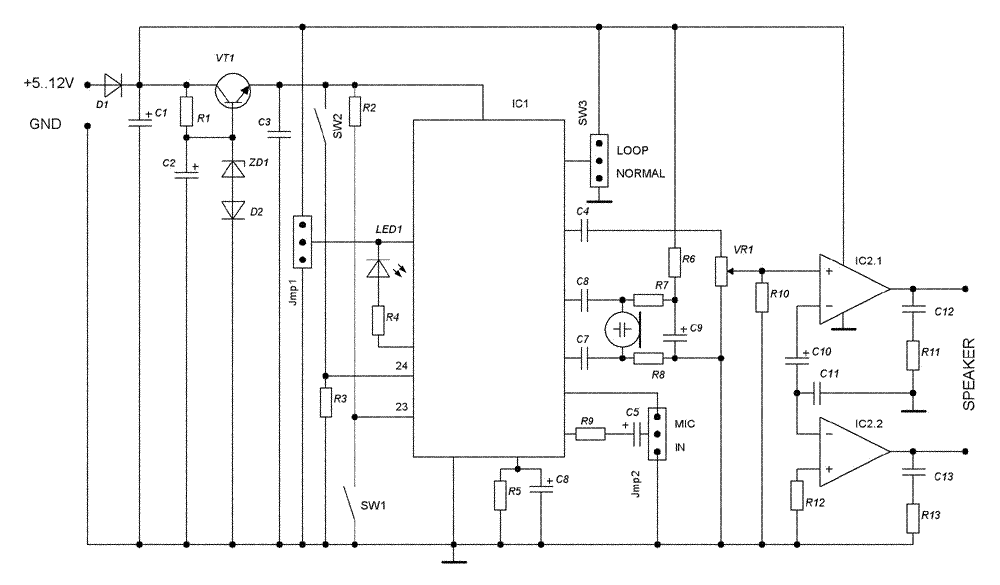 Схема записывающего устройства