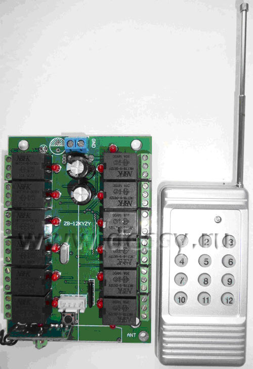 Модуль RMC037. Выключатель дистанционный 12-ти канальный RC-12-12-ZB-12KYZY на радиочастоте