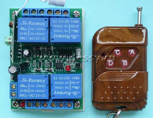 Модуль RMC060. Выключатель дистанционный RC-4-12-K400С на 4 нагрузки на радиочастоте