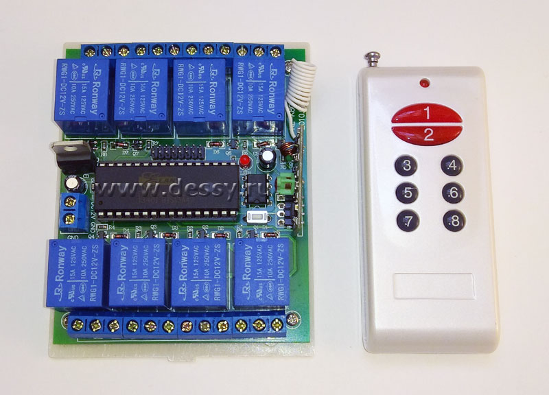 Выключатель дистанционный на восемь нагрузок на радиочастоте RC-8-12-K803