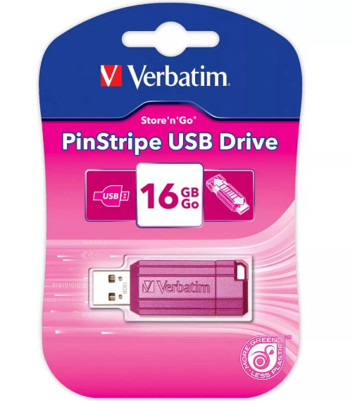 USB  16GB VERBATIM Pin Stripe Hot Pink