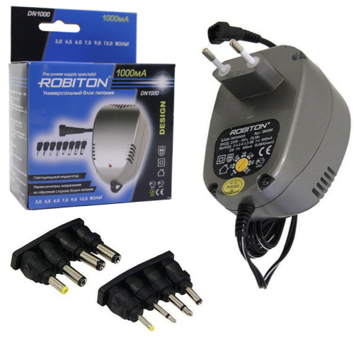   ROBITON DN1000 ( 220V-->3 / 4.5 / 6 / 7.5 / 9 / 12V, 1000 mA,  )