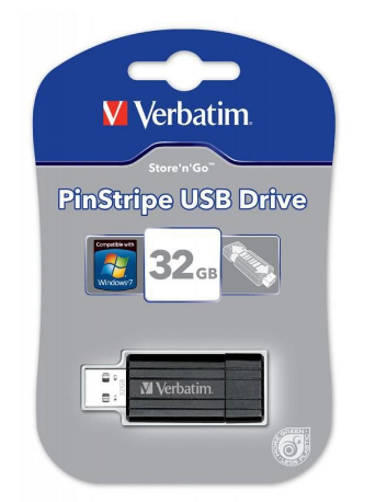 USB  32GB VERBATIM Pin Stripe Black