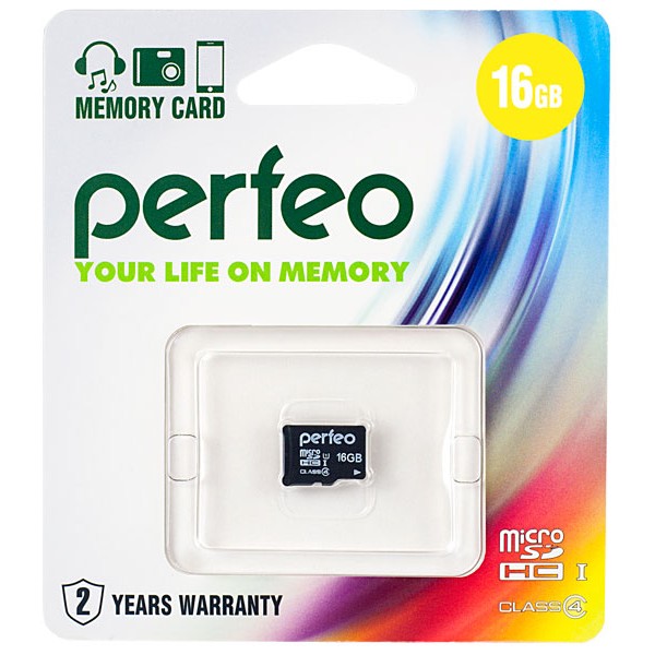 Карта памяти micro SDHC 16GB class10 PERFEO (адаптер SD)