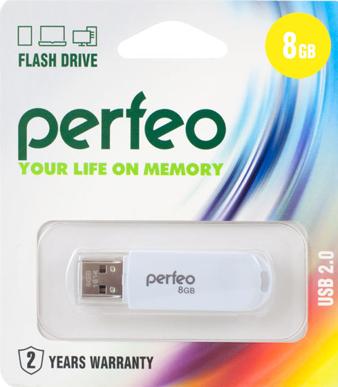 USB  8GB PERFEO C03 White (PF-C03W008)