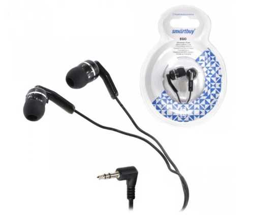 Стереонаушники внутриканальные SmartBuy® MegaBass, с микрофоном, кабель 1, 2м, черные (SBH-1011)