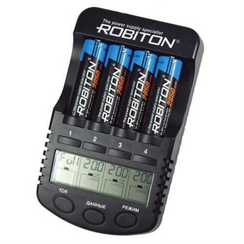 Зарядное устройство ROBITON ProCharger 1000 (для 1-4 Ni-Mh, Ni-Cd AAA, AA; 4 независимых канала, ЖК экран показывает ток зарядки, время, напряжение, накопленная емкость; 4 режима работы: Charge, Discharge, Refresh, Test).