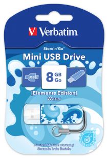 USB  8GB VERBATIM Mini Elements Edition Water