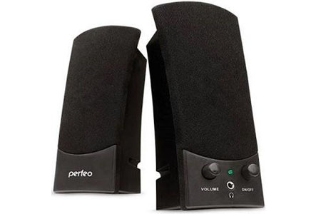 Колонки PERFEO Uno 2.0, мощность 2х3 Вт (RMS), чёрные, USB (PF-210)