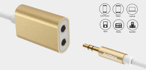 REMAX 3.5mm Share Jack Cable 0.25m gold (RL-20S)