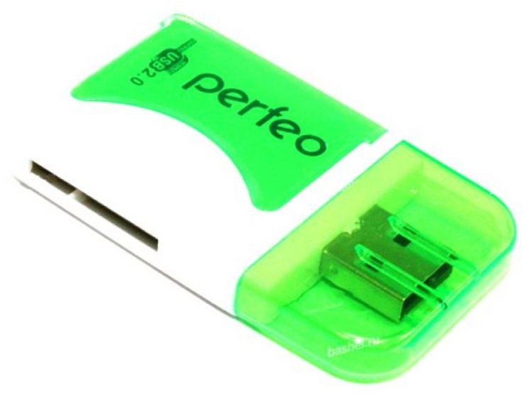 PERFEO PF-VI-R010 Green. Картридер SD,MMC,Micro SD, MS, M2. ЗЕЛЁНЫЙ