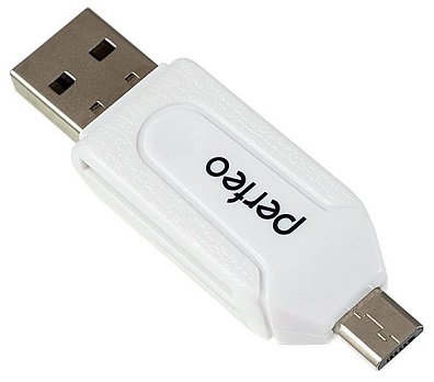 PERFEO PF-VI-O004 White. Картридер SD/MMC+Micro SD+MS+M2 с OTG. БЕЛЫЙ