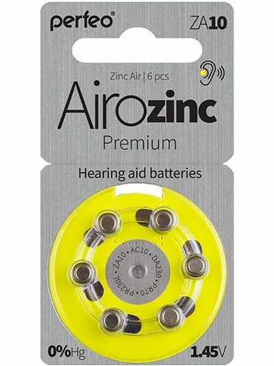 Элемент питания PERFEO Airozinc Premium ZA10 BL-6