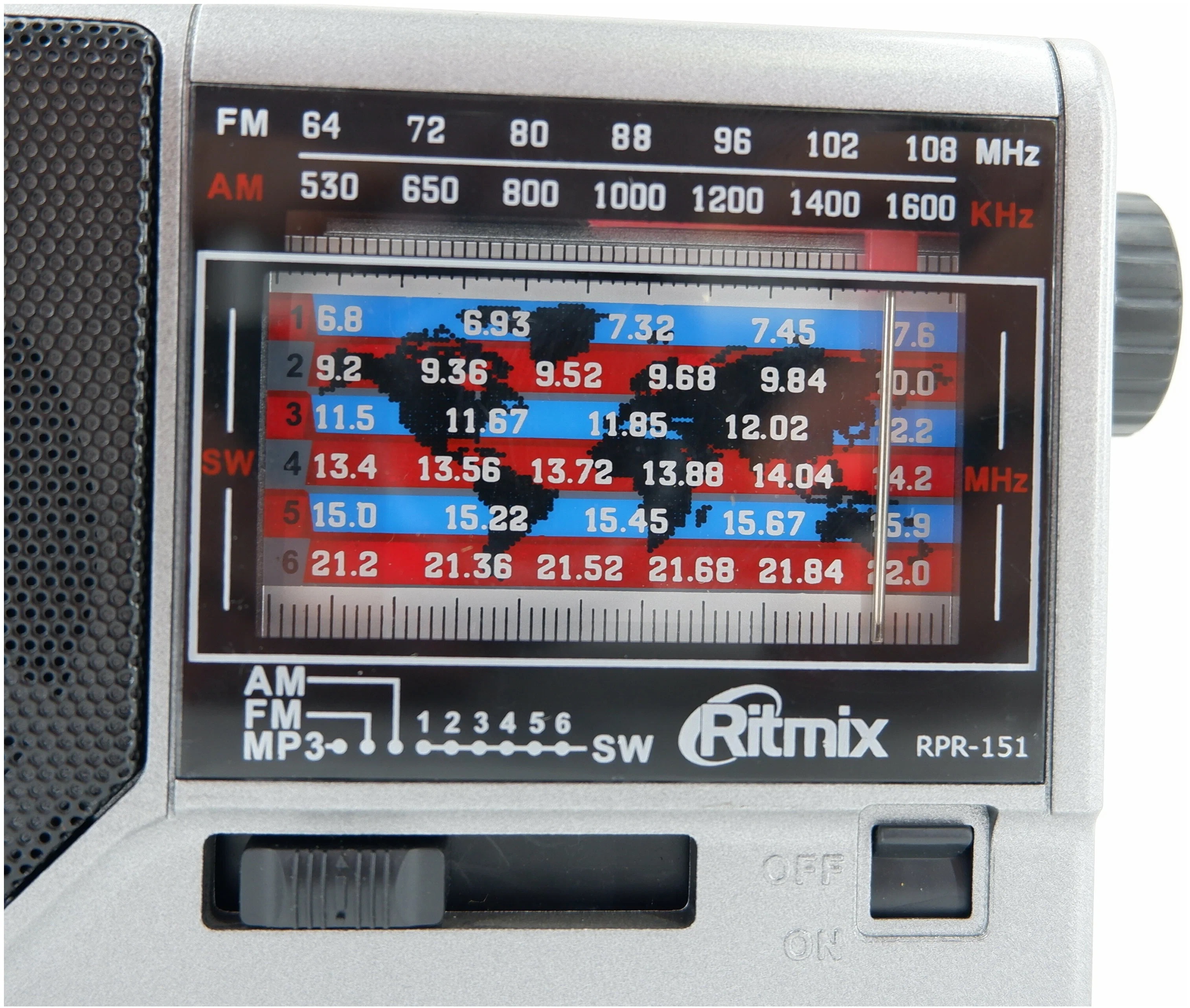 RITMIX RPR-151. Портативный радиоприёмник с mp3 плеером. СЕРЫЙ.