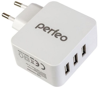 PERFEO «CUBE 3». USB адаптер AC 220 В -> 3USB 4, 8 А. БЕЛЫЙ. PF_A4134