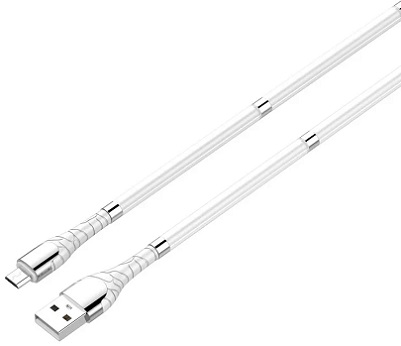 LDNIO LS511 WHITE. Кабель USB-microUSB с магнитной оплёткой 1 метр. БЕЛЫЙ