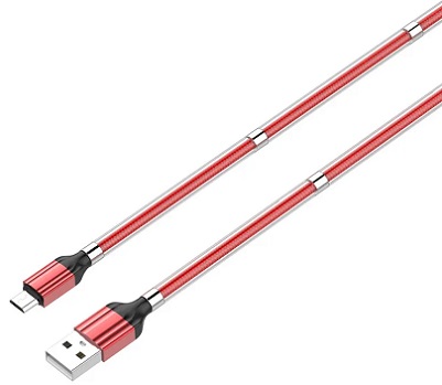 LDNIO LS491 RED. Кабель USB-microUSB с магнитной оплёткой 1 метр. КРАСНЫЙ