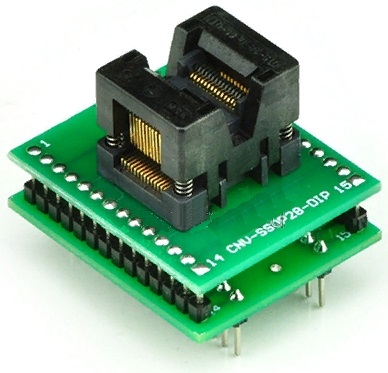 Перходник - адаптер ZIF (с нулевым усилием) TSSOP28 в DIP28 (AD9762 TSSOP28 STM8 S103)