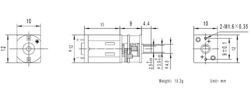   10:1 Gearmotor HP with back Shaft 6V 3000RPM