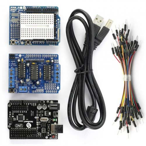    Arduino UNO R3+Prototype Shield with Breadboard Jump Wires+L293D Motor Drive Shield