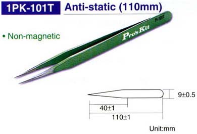 1PK-101T ProsKit Пинцет прямой (40/120 мм, в изоляции)