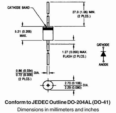 Диод 1N4937 /600V, 1W/