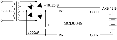 Схема подключения контроллера заряда EK-SCD0049