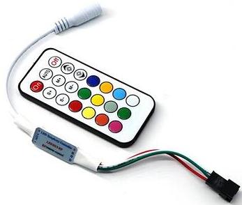 SPI RGB Контроллер пиксельный с радиопультом Micro + RF пульт 21кн. /5-24/V 2048 пикселей