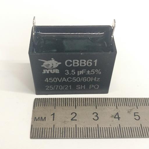 Пусковой конденсатор CBB61 3.5mF - 450 VAC /±5% МБГЧ 38х20х30/ мм вывод клеммы
