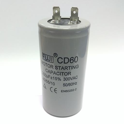 Пусковой конденсатор CD60 250mF - 300 VAC /±10%/ выв. 2 КЛЕММЫ /45х90/ мм