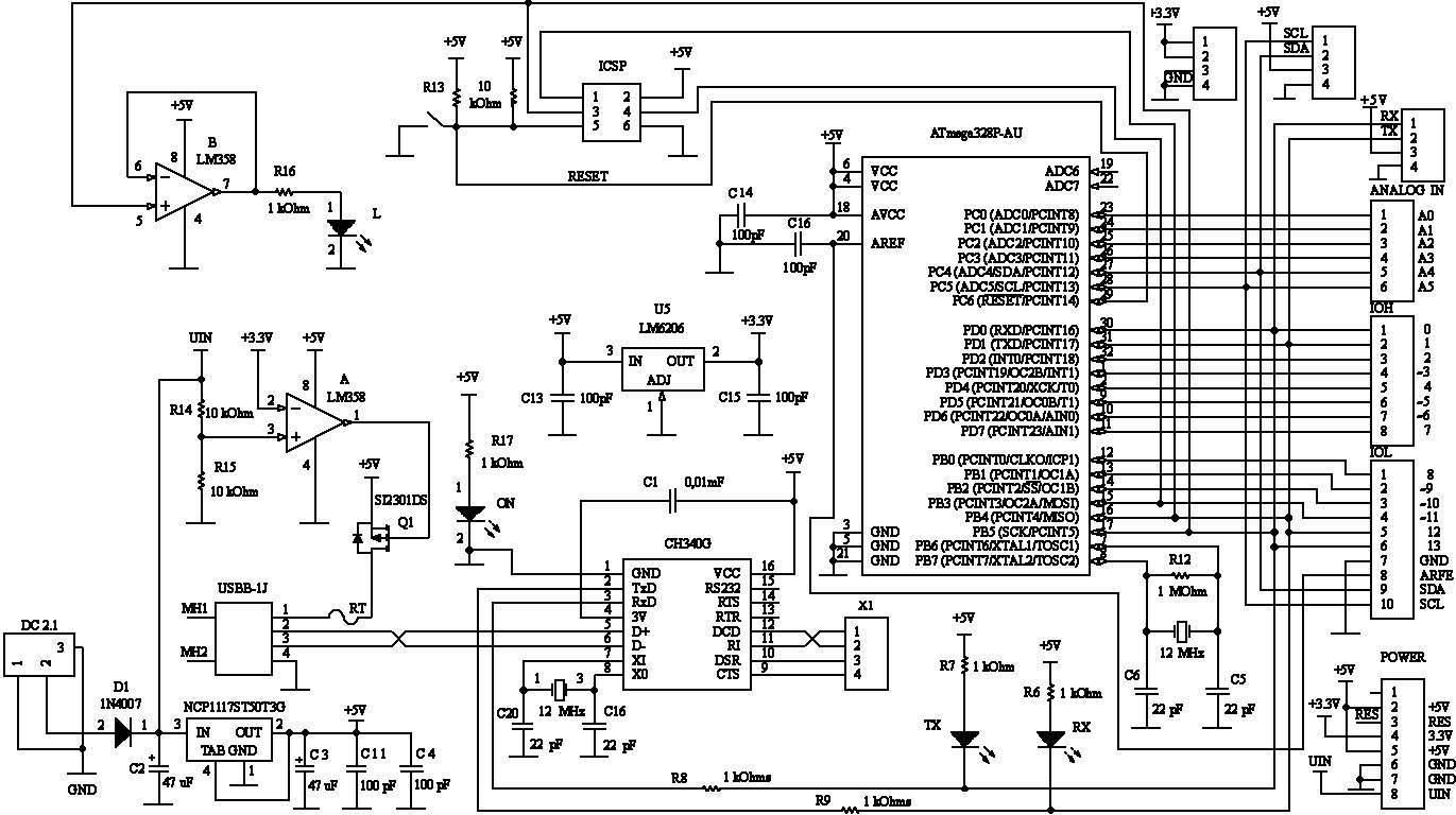 Схема Arduino UNO R3 CH340