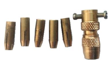 Патрон цанговый на вал диаметром 2 мм со сменными цангами для свёрл от 0,1  мм до 3,5 мм