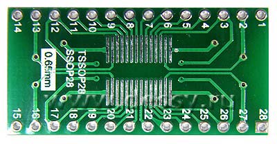 Двусторонняя плата адаптер переходник для микросхем TSSOP28 SSOP28 MSOP28 SOP28 в DIP28