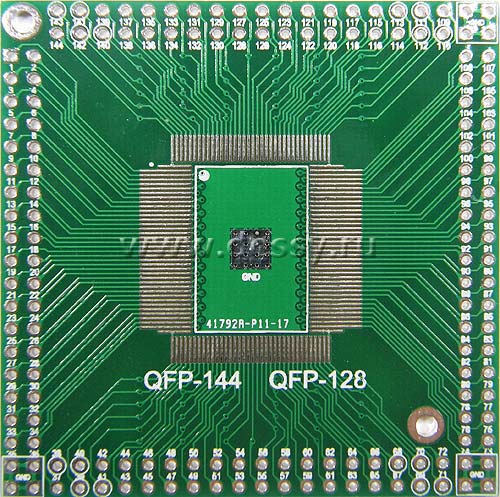 Двусторонняя плата адаптер переходник для микросхем QFP / EQFP / TQFP / LQFP144 / LQFP128