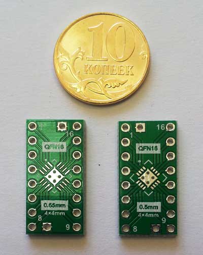 Двусторонняя плата адаптер переходник для микросхем в корпусах QFN16