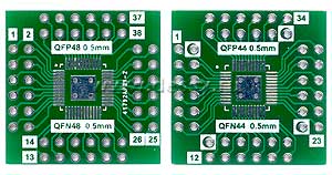Двусторонняя плата адаптер переходник для микросхем в корпусах QFN44 и QFP44, QFN48 и QFP48