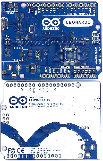 Двусторонняя печатная плата с маской для контроллера ARDUINO LEONARDO