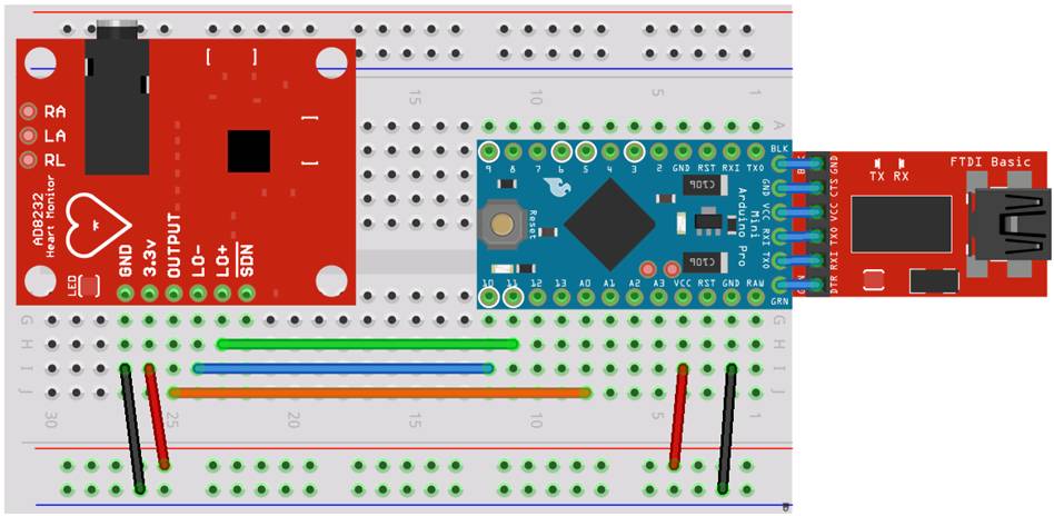 Модуль RC039. «Модуль ЭКГ на базе микросхемы AD8232» для Arduino.