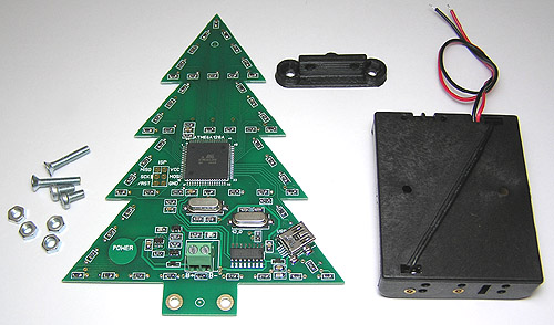 Комплект поставки новогодней светодиодной микропроцессорной программируемой ёлочки - АрдуЁлка-01