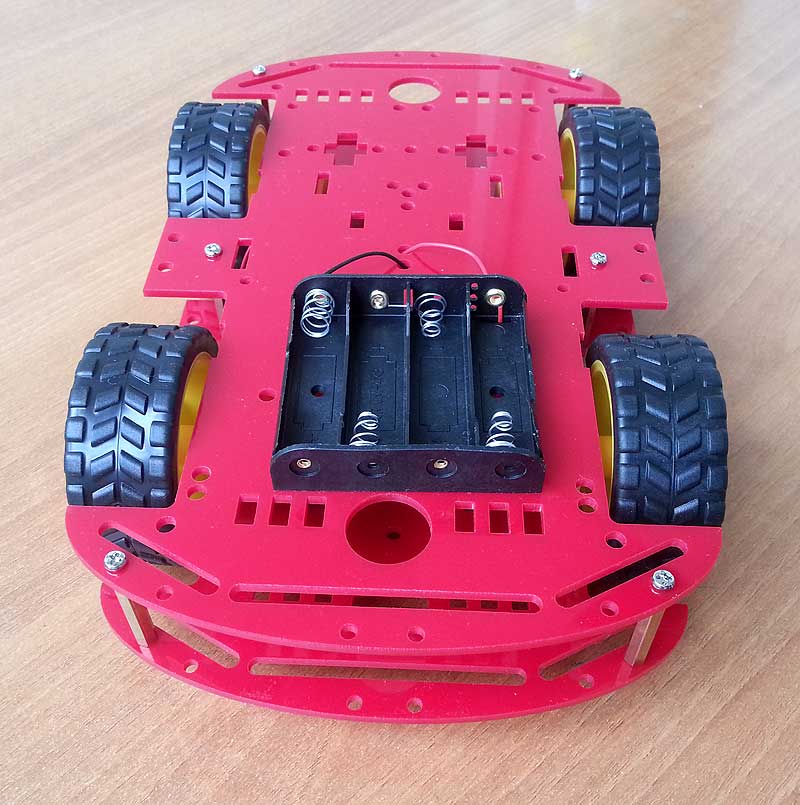 Набор RBT007. Четырёх колёсное шасси Smart car. Красная платформа