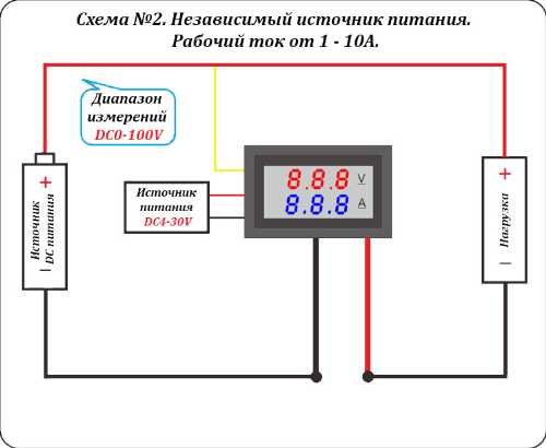 DSN-VC288 Цифровой ампервольтметр RI048 DC 0 - 100V / 10A (Красная/Синяя индикация)