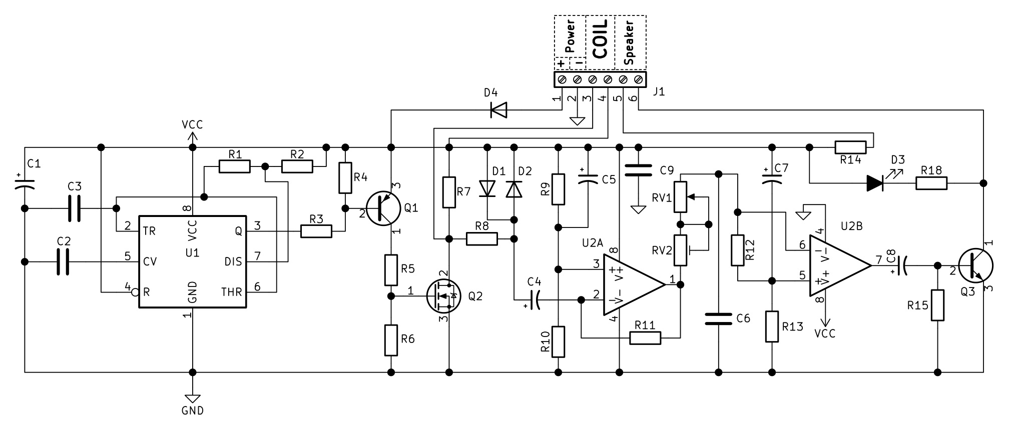 Принципиальная схема радиоконструктора RI158D. Импульсного металлоискателя «Пират»