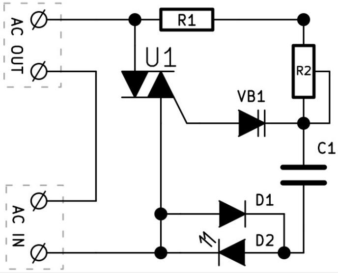 Принципиальная схема радиоконструктора RP216.4. Регулятора мощности 1 кВт 220 В