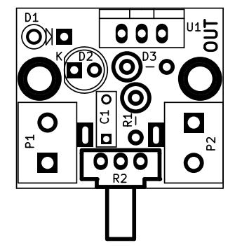 Схема расположения элементов радиоконструктора RP216.4. Регулятора мощности 1 кВт 220 В